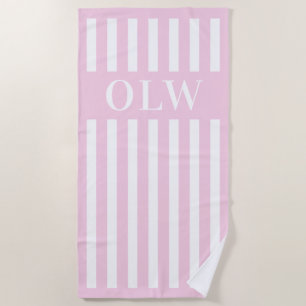 Classic Pink & White Stripe Personalised Custom Beach Towel