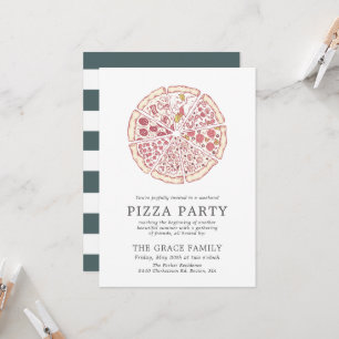 Classic Pizza Party Striped Invitation