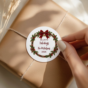 Classic Plaid Christmas Tartan Elegance Round Sticker