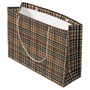 Classic plaid design large gift bag