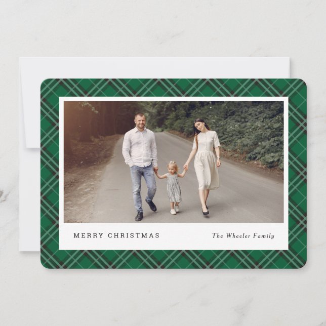 Classic Plaid EDITABLE COLOR Holiday Photo Cards (Front)