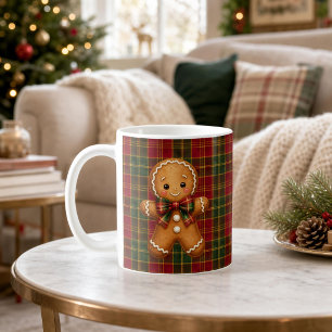 Classic Plaid Gingerbread Merry Christmas Family Coffee Mug