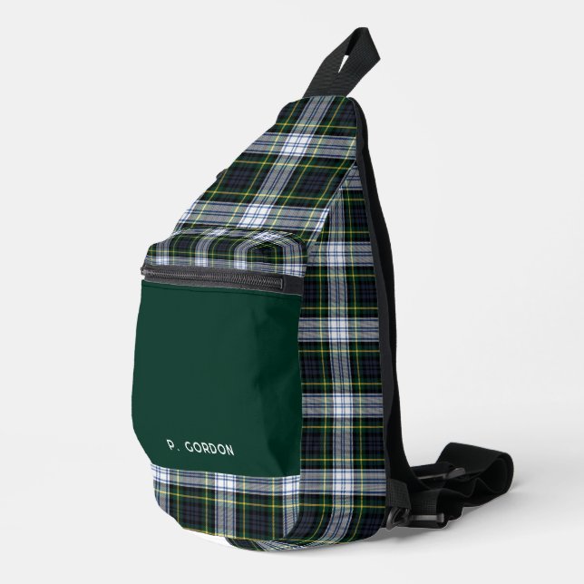 Classic Plaid Gordon Rustic Tartan Personalised Sling Bag (Right Corner)