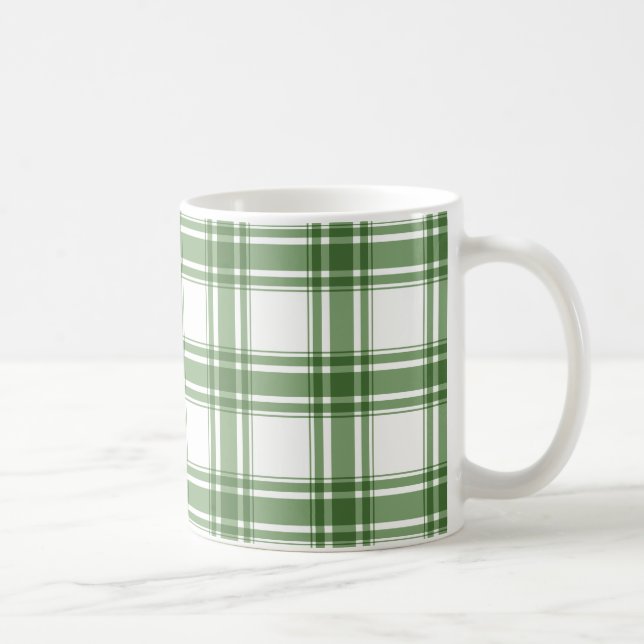 Classic Plaid Green Ceramic Mug (Right)