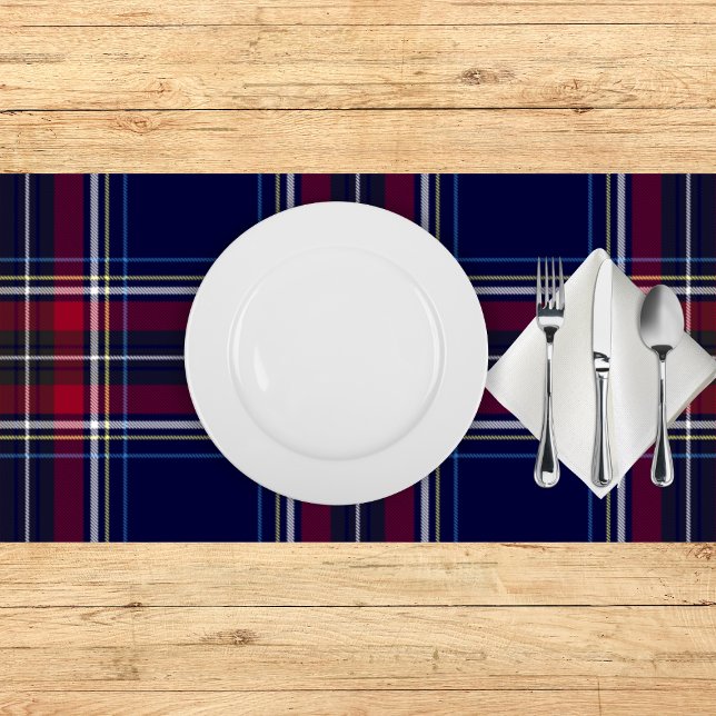 Classic Plaid in Navy and Red Long Table Runner (Creator Uploaded)