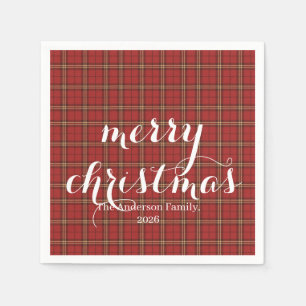 Classic Plaid Merry Christmas Festive -  Napkin