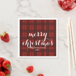 Classic Plaid Merry Christmas Festive - Napkin