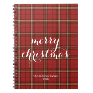 Classic Plaid Merry Christmas Festive -  Notebook