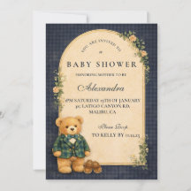 Classic Plaid Nursery Teddy Baby Shower