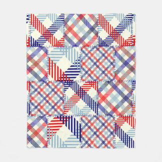 Classic Plaid Patchwork: Squares Pattern Fleece Blanket