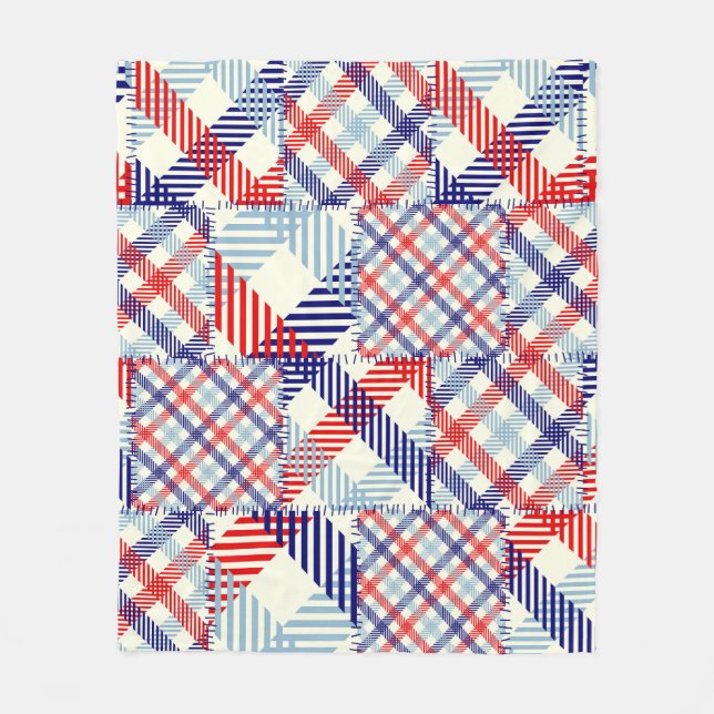 Classic Plaid Patchwork: Squares Pattern Fleece Blanket (Front)