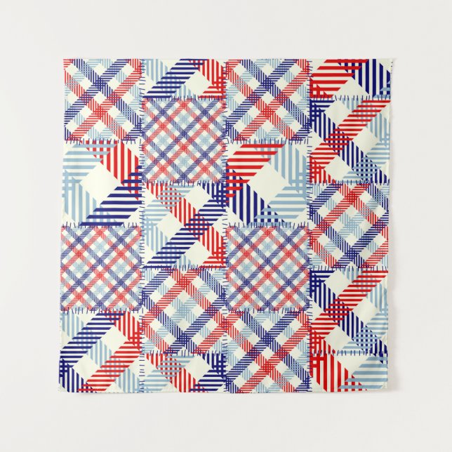 Classic Plaid Patchwork: Squares Pattern Tapestry (Front)