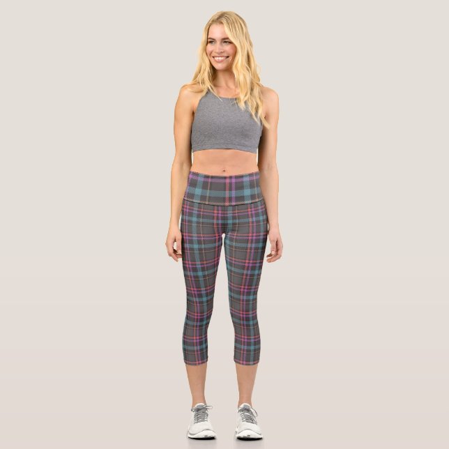 Classic Plaid Pattern Capri Leggings (Front)