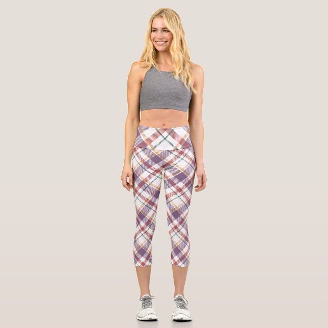 Classic Plaid Pattern Capri Leggings (Front)