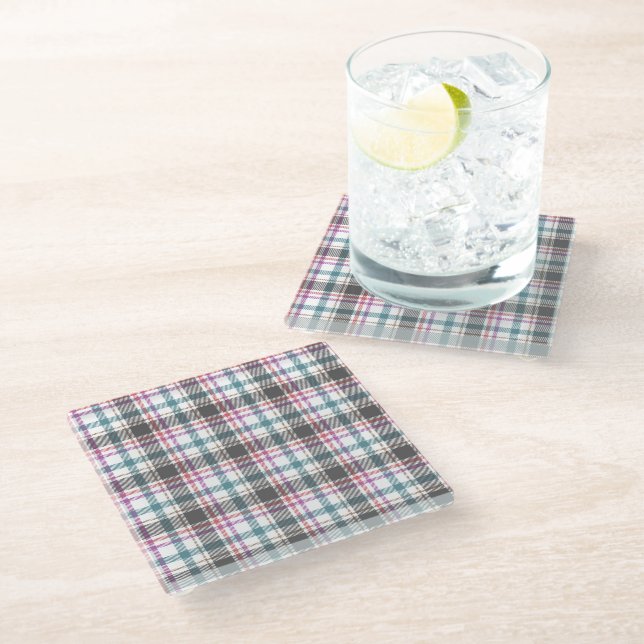 Classic Plaid Pattern Glass Coaster (Angled)