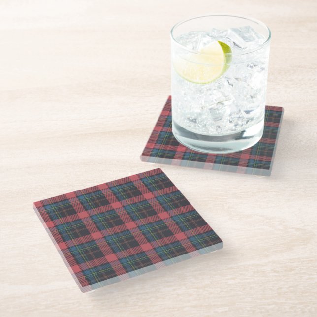 Classic Plaid Pattern Glass Coaster (Angled)