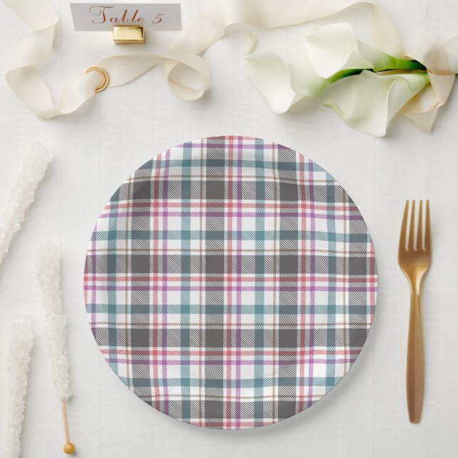 Classic Plaid Pattern Paper Plate (Wedding)