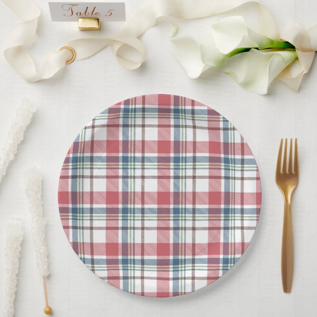 Classic Plaid Pattern Paper Plate (Wedding)
