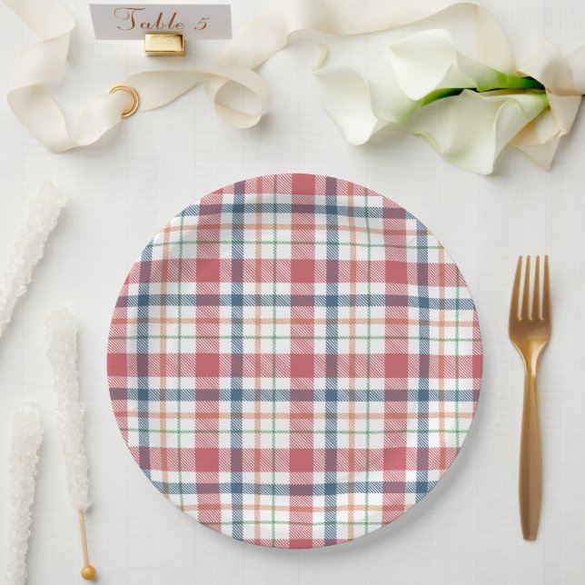 Classic Plaid Pattern Paper Plate (Wedding)