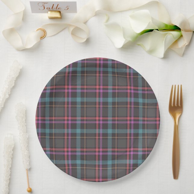 Classic Plaid Pattern Paper Plate (Wedding)