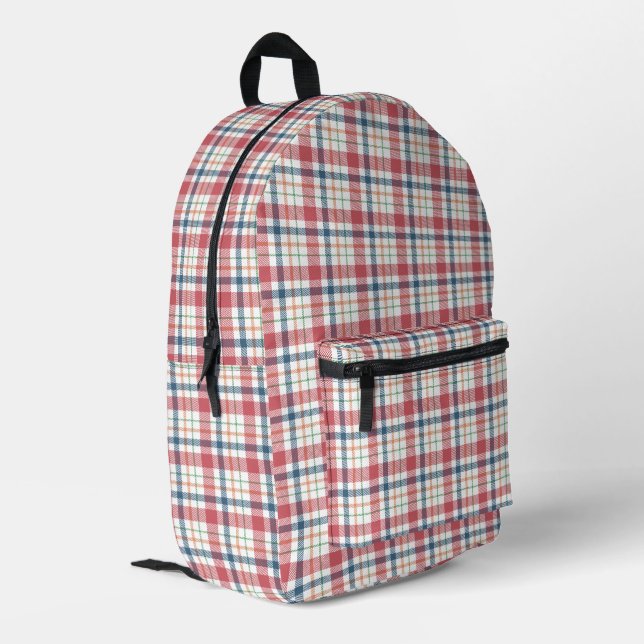 Classic Plaid Pattern Printed Backpack (Back Corner Left)