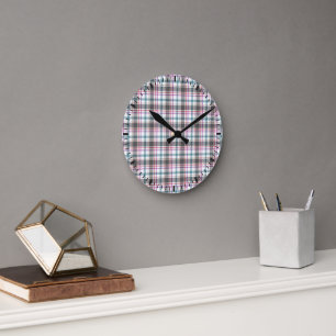 Classic Plaid Pattern Round Clock