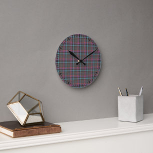 Classic Plaid Pattern Round Clock