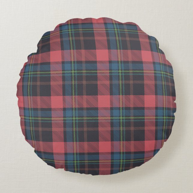 Classic Plaid Pattern Round Cushion (Front)