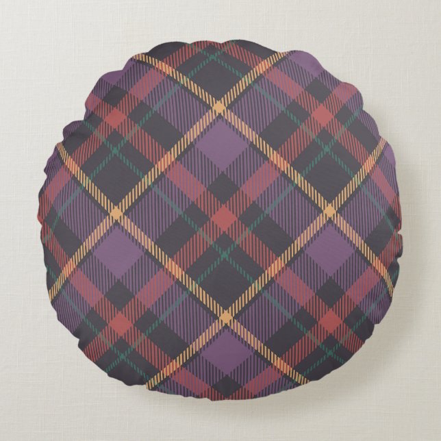 Classic Plaid Pattern Round Cushion (Front)