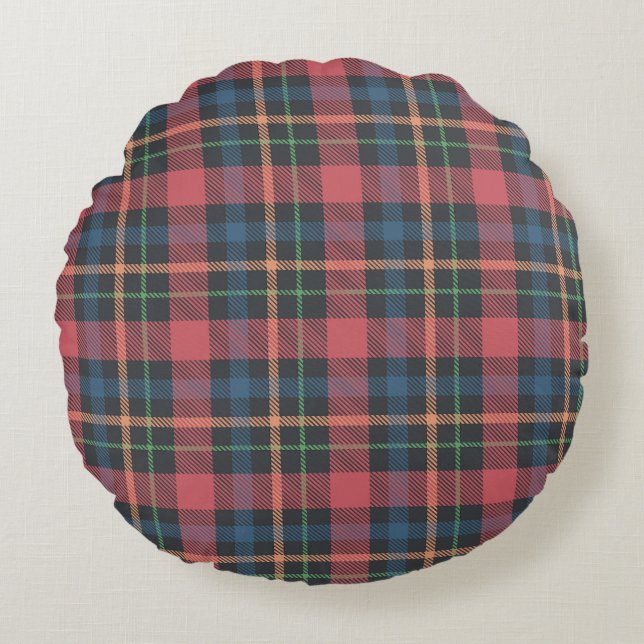 Classic Plaid Pattern Round Cushion (Front)