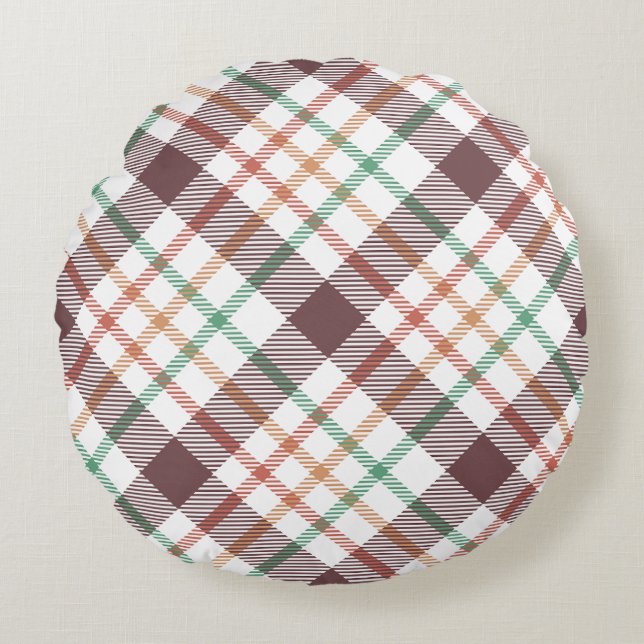 Classic Plaid Pattern Round Cushion (Front)