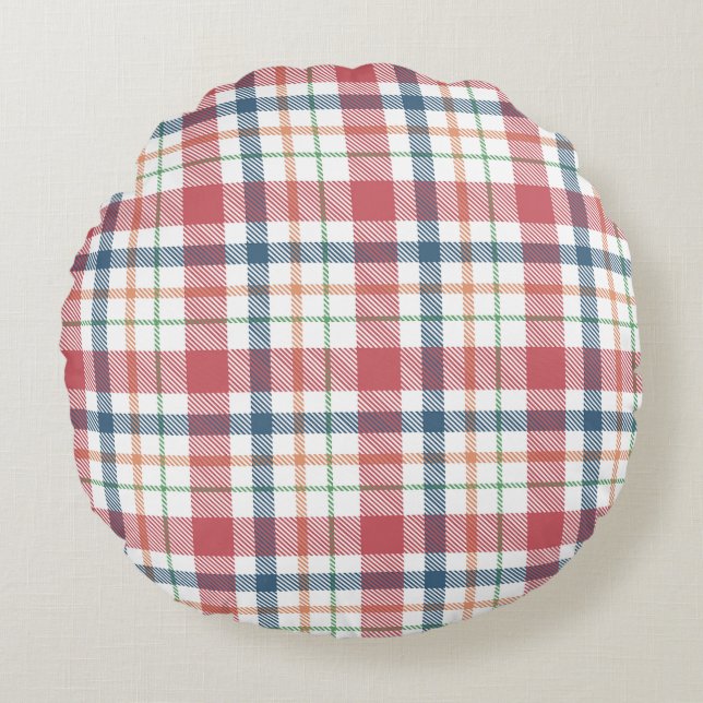 Classic Plaid Pattern Round Cushion (Front)