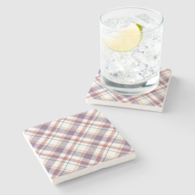 Classic Plaid Pattern Stone Coaster (Side)