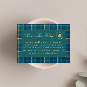 Classic Plaid Polo Equestrian Books For Baby Enclosure Card