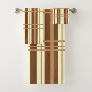 Classic Plaid Tan and Cream Shades Bath Towel Set