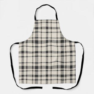 Classic Plaid Tartan Pattern-Black & White Apron