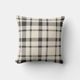 Classic Plaid Tartan Pattern-Black & White Cushion