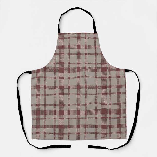 Classic Plaid Tartan Pattern-Brown & Taupe Apron (Front)