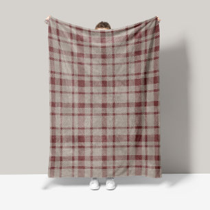 Classic Plaid Tartan Pattern-Brown & Taupe Fleece Blanket