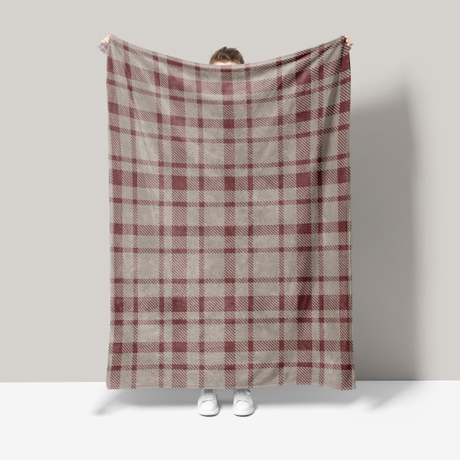 Classic Plaid Tartan Pattern-Brown & Taupe Fleece Blanket (Creator Uploaded)