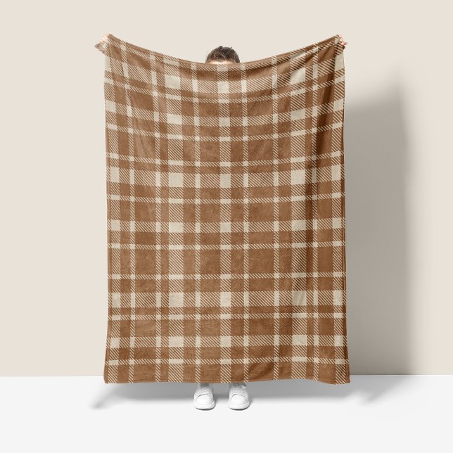 Classic Plaid Tartan Pattern-Brown & Warm Taupe  Fleece Blanket (Creator Uploaded)
