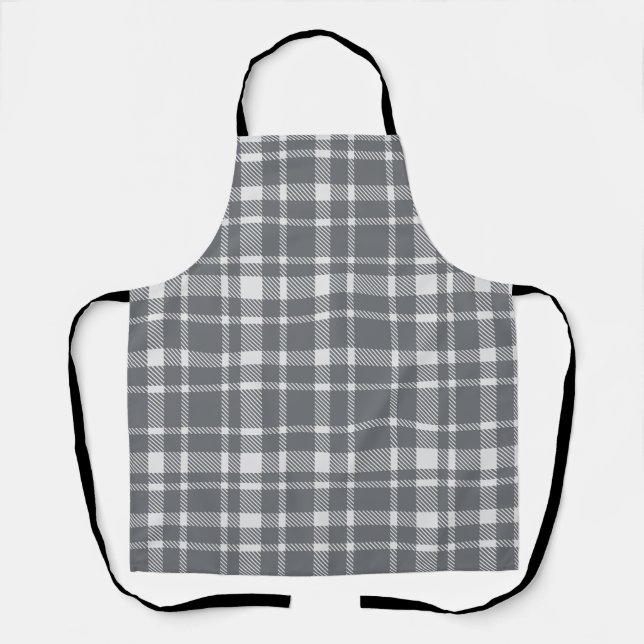 Classic Plaid Tartan Pattern-Charcoal Grey Apron (Front)