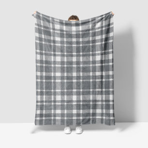 Classic Plaid Tartan Pattern-Charcoal Grey Fleece Blanket