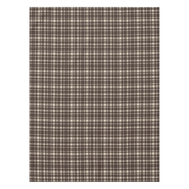 Classic Plaid Tartan Pattern-Dark Brown & Taupe Tablecloth (Front)
