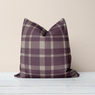 Classic Plaid Tartan Pattern-Eggplant Colour Cushion