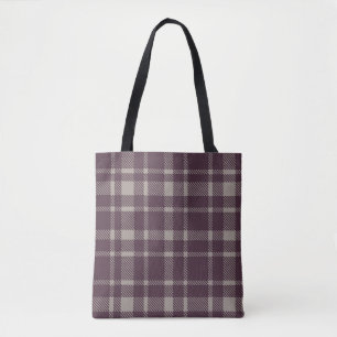 Classic Plaid Tartan Pattern-Eggplant Colour Tote Bag
