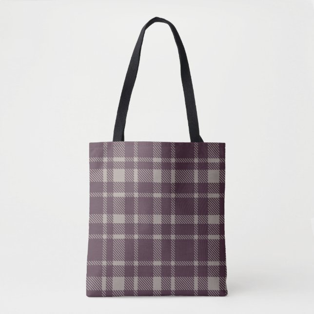 Classic Plaid Tartan Pattern-Eggplant Colour Tote Bag (Front)