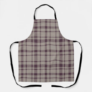 Classic Plaid Tartan Pattern-Eggplant & Taupe Apron