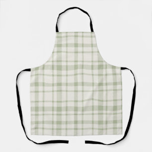 Classic Plaid Tartan Pattern-Mint Green & Cream Apron