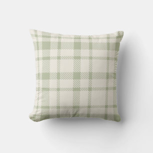 Classic Plaid Tartan Pattern-Mint Green & Cream Cushion